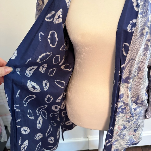 RARE Calypso St. Barth painted silk and shibori cotton kimono - Picture 3 of 6